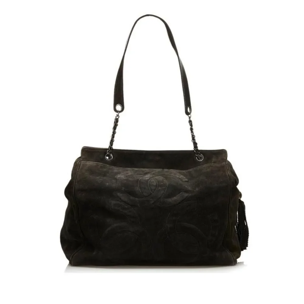 Chanel Triple Coco Mark Fringe Shoulder Bag Tote Bag Black - Picture 3 of 7